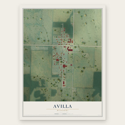 Avilla, Missouri map print, the full design