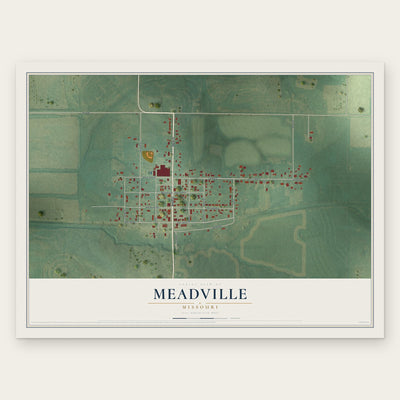 Meadville, Missouri map print, the full design