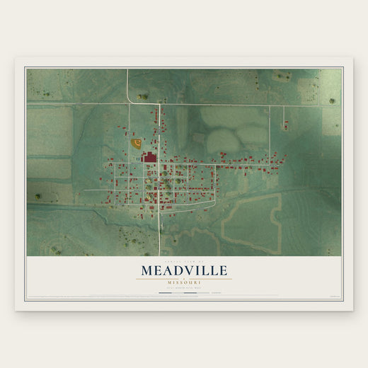 Meadville, Missouri map print, the full design