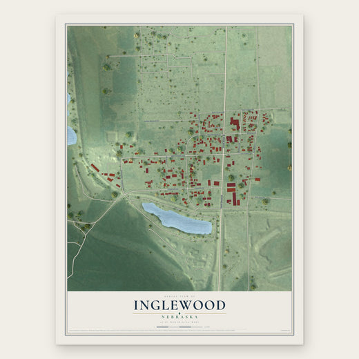 Inglewood, Nebraska map print, the full design