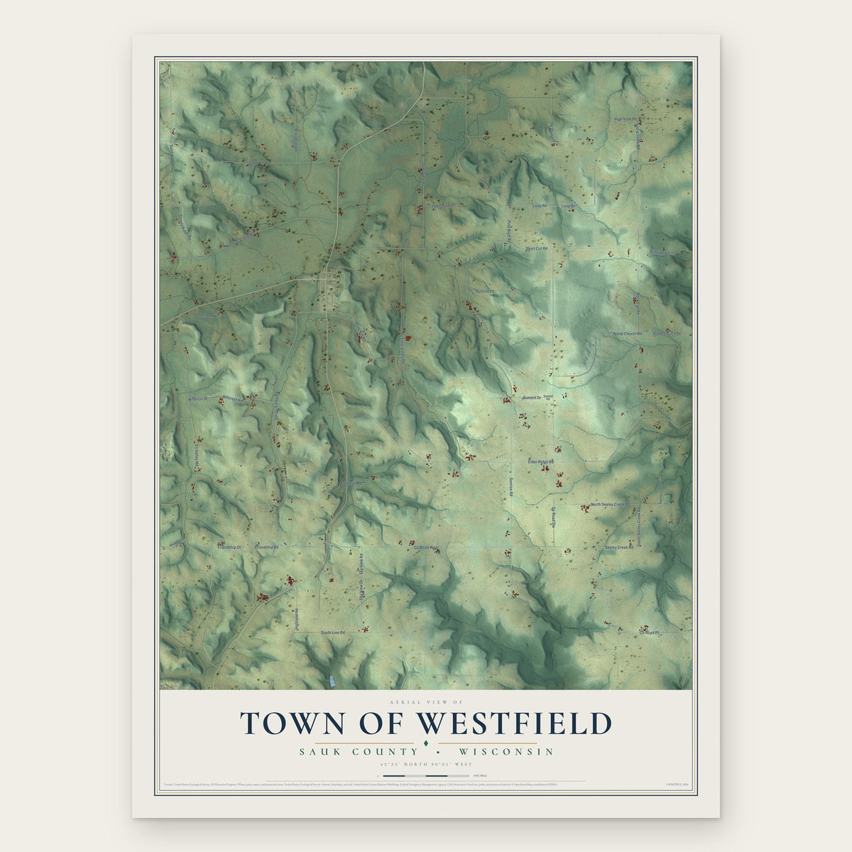 Town of Westfield, Sauk County, Wisconsin map print, the full design