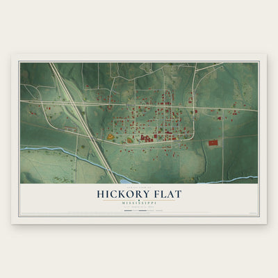 Hickory Flat, Mississippi map print, the full design