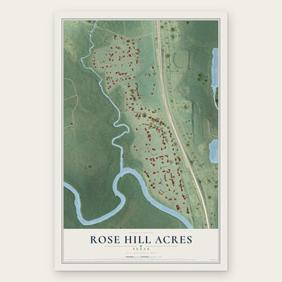 Rose Hill Acres, Texas map print, the full design