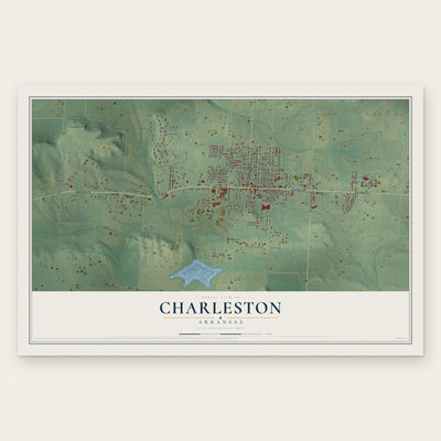 Charleston, Arkansas map print, the full design