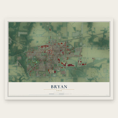 Bryan, Ohio map print, the full design