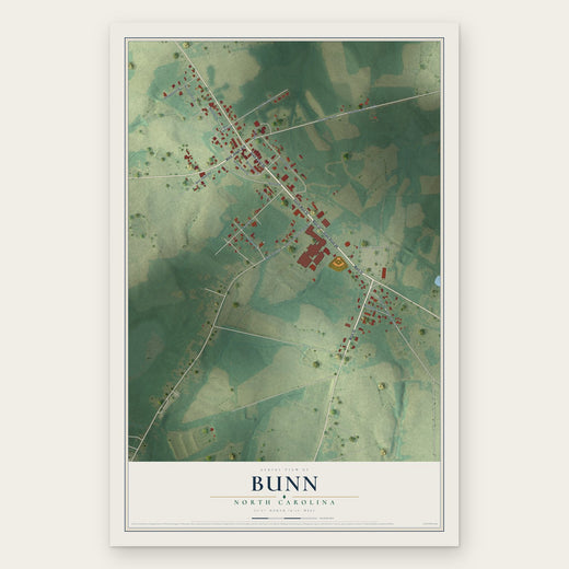 Bunn, North Carolina map print, the full design