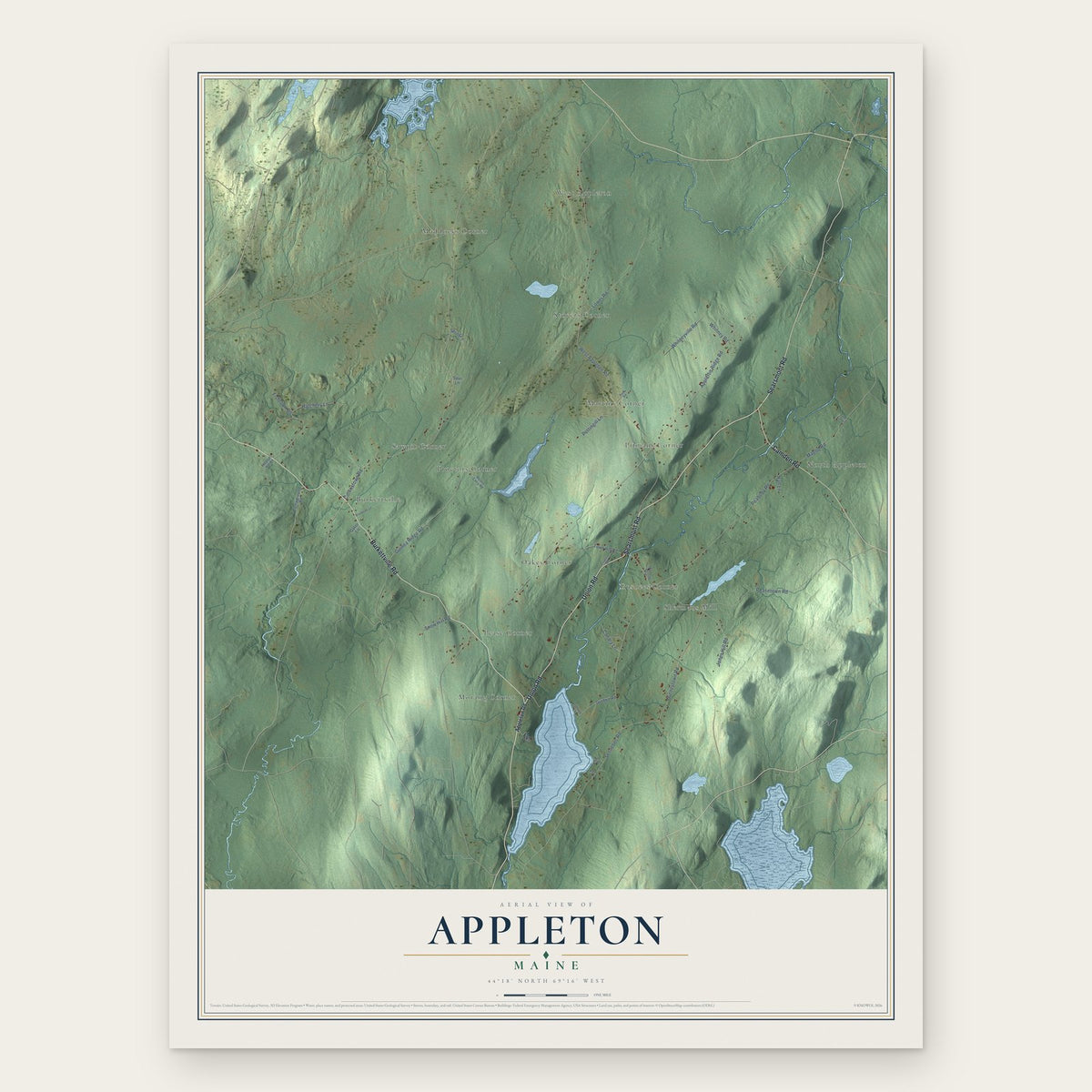 Appleton, Maine map print, the full design