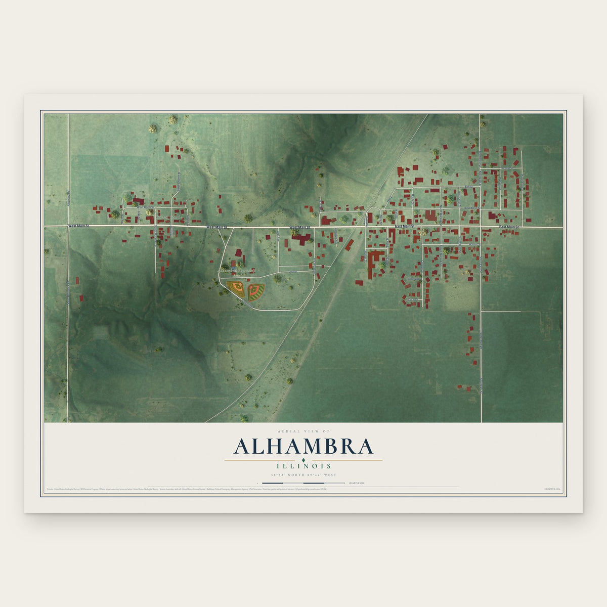 Alhambra, Illinois map print, the full design