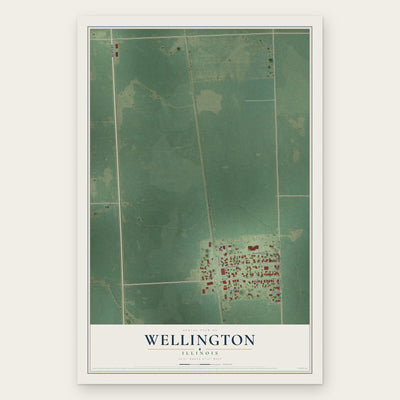 Wellington, Illinois map print, the full design