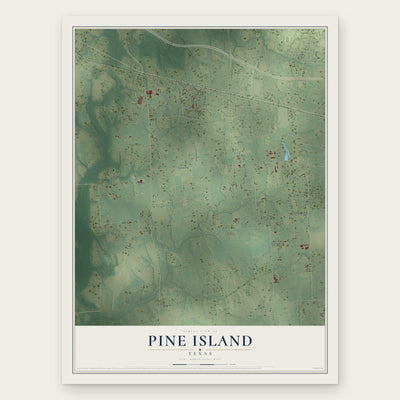 Pine Island, Texas map print, the full design