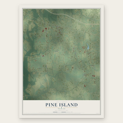 Pine Island, Texas map print, the full design