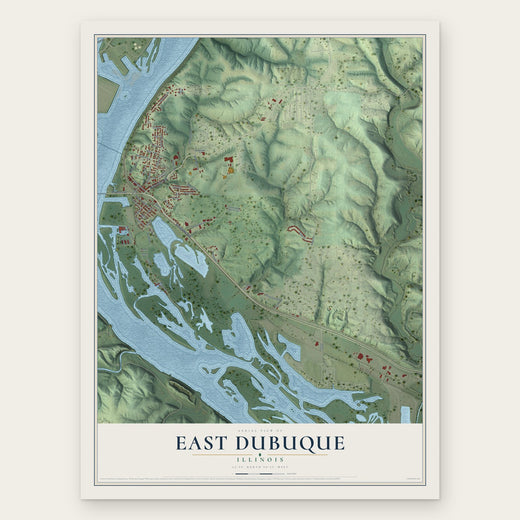 East Dubuque, Illinois map print, the full design