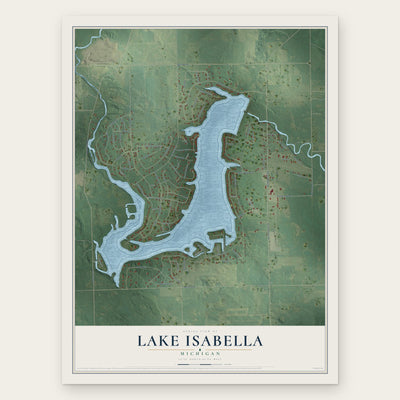 Lake Isabella, Michigan map print, the full design