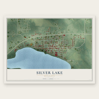 Silver Lake, Minnesota map print, the full design