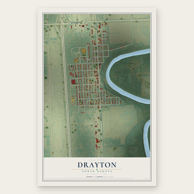 Drayton, North Dakota map print, the full design