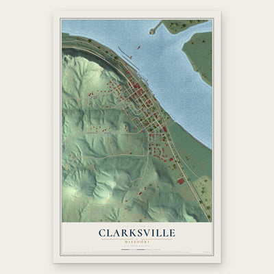 Clarksville, Missouri map print, the full design