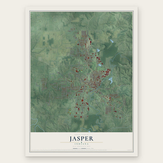 Jasper, Indiana map print, the full design