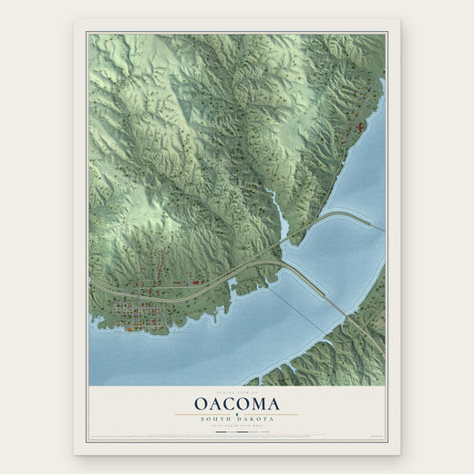Oacoma, South Dakota map print, the full design