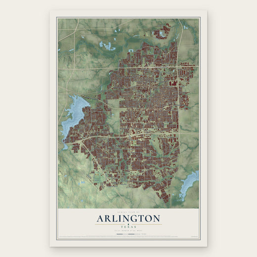 Arlington, Texas map print, the full design