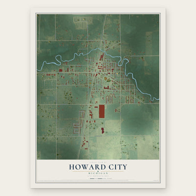 Howard City, Michigan map print, the full design