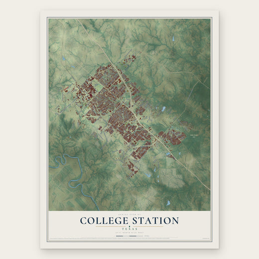 College Station, Texas map print, the full design