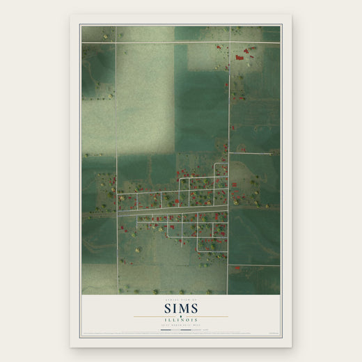 Sims, Illinois map print, the full design