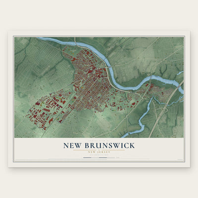 New Brunswick, New Jersey map print, the full design
