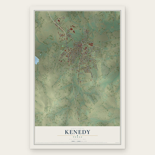 Kenedy, Texas map print, the full design
