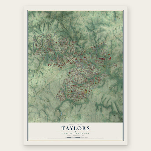 Taylors, South Carolina map print, the full design