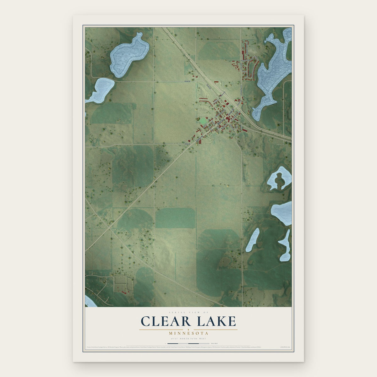 Clear Lake, Minnesota map print, the full design