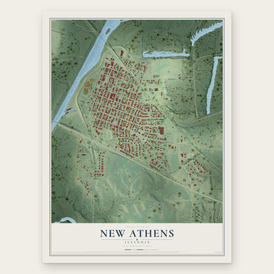 New Athens, Illinois map print, the full design