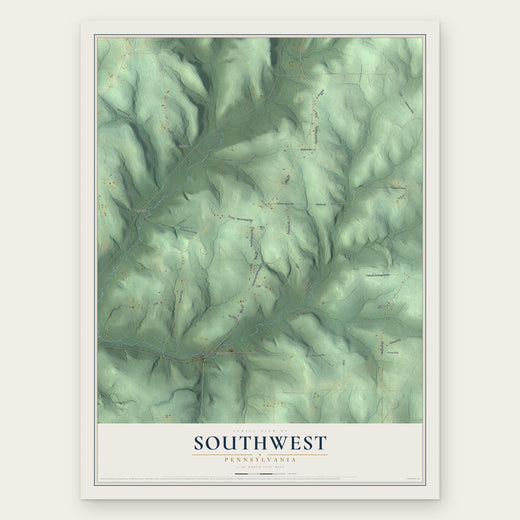 Southwest, Pennsylvania map print, the full design