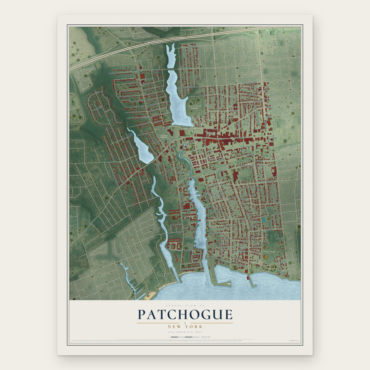 Patchogue, New York map print, the full design