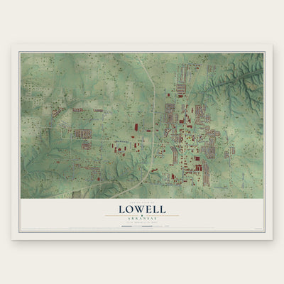 Lowell, Arkansas map print, the full design