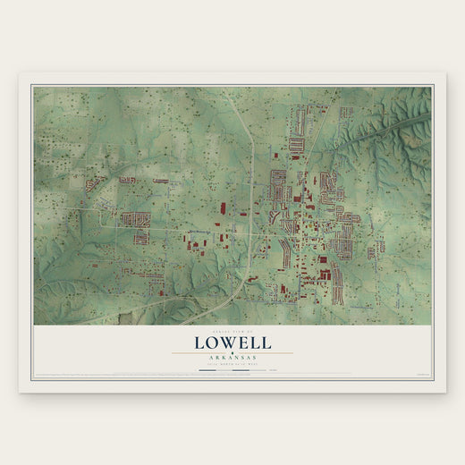 Lowell, Arkansas map print, the full design