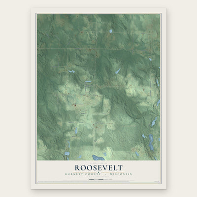 Roosevelt, Burnett County, Wisconsin map print, the full design
