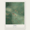 Leal, North Dakota map print, the full design