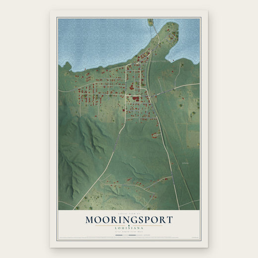 Mooringsport, Louisiana map print, the full design