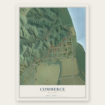 Commerce, Missouri map print, the full design