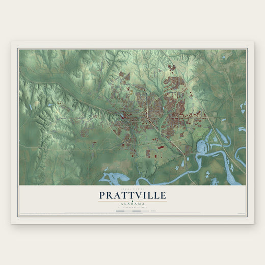 Prattville, Alabama map print, the full design