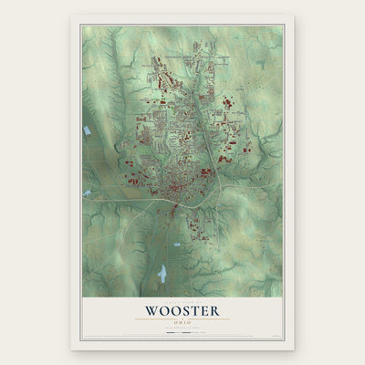 Wooster, Ohio map print, the full design
