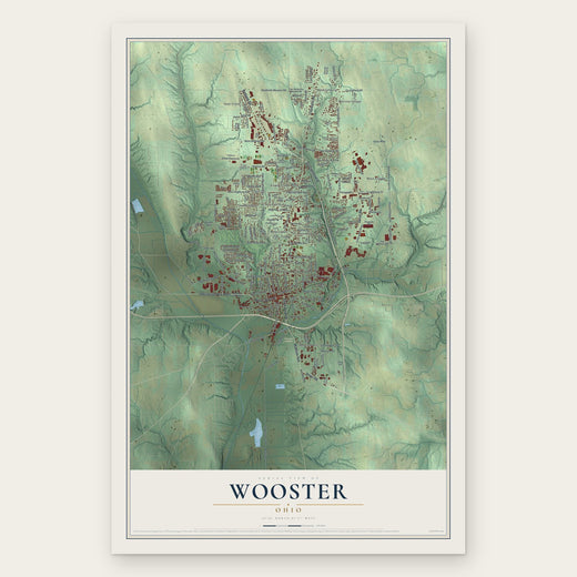 Wooster, Ohio map print, the full design