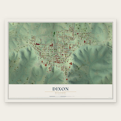 Dixon, Missouri map print, the full design