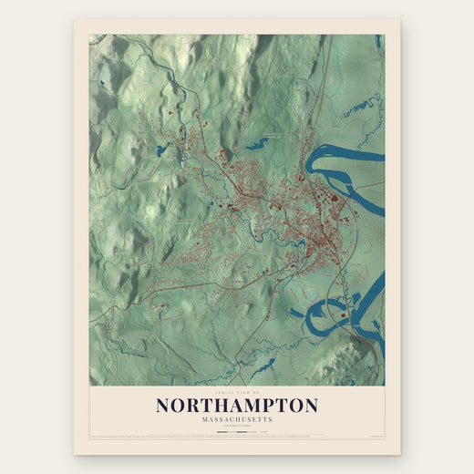 Northampton, Massachusetts map print, the full design