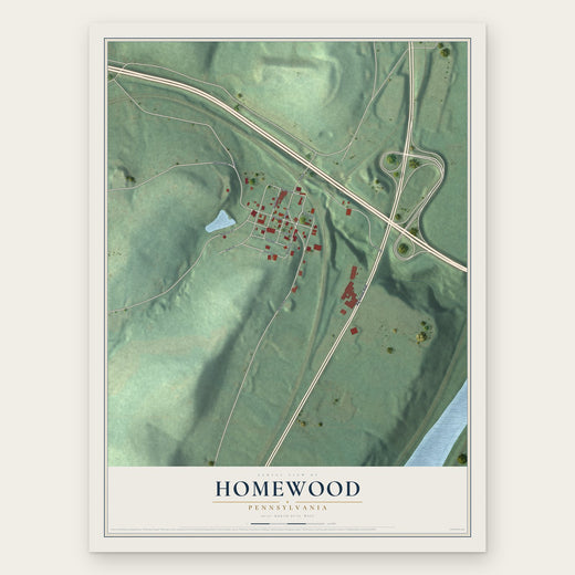 Homewood, Pennsylvania map print, the full design