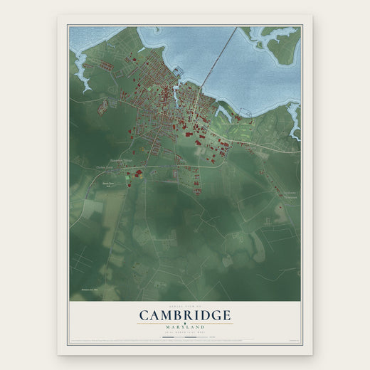 Cambridge, Maryland map print, the full design