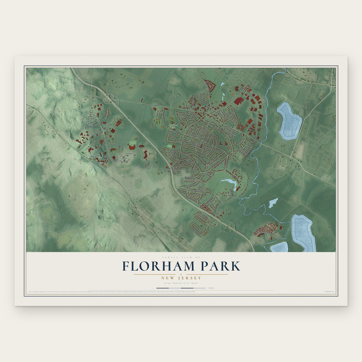 Florham Park, New Jersey map print, the full design