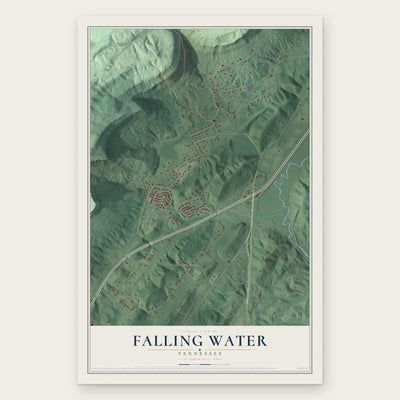 Falling Water, Tennessee map print, the full design
