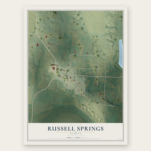 Russell Springs, Kansas map print, the full design