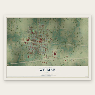 Weimar, Texas map print, the full design